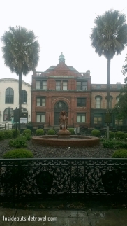 Red brick bldg and fountain